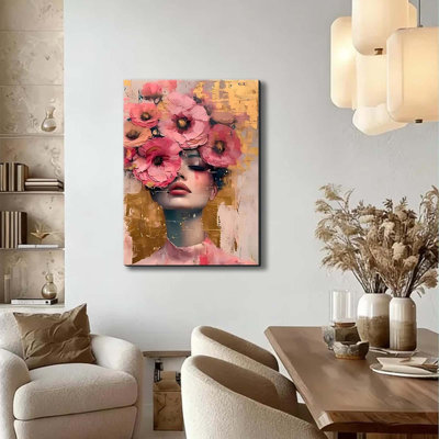 Flowers Tropical Wall Art & Decor - Gifts For - Framed Canvas Painting Wall Art For Bedroom Home Office, Living Room - Floral Pink Decor Picture Print