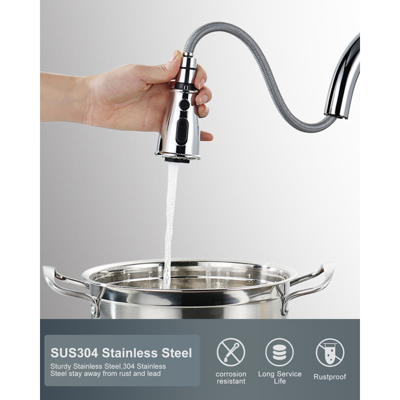 Pull Down Kitchen Faucet Head Replacement, Polished Chrome