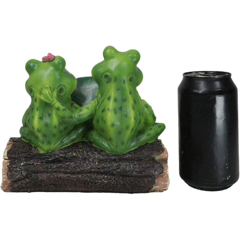 Figurine Welcome To Our Pad Frog Couple Assis On Log Avec Lilypad