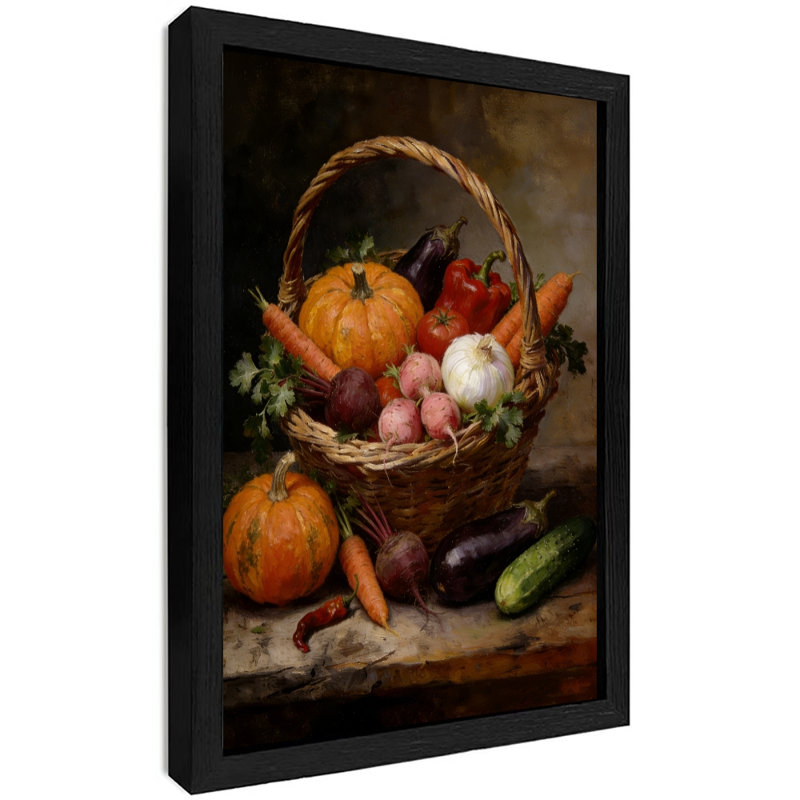 Reproduction d'art encadré noir avec couleurs rétro dans la cuisine, H 11 po x l 9 po