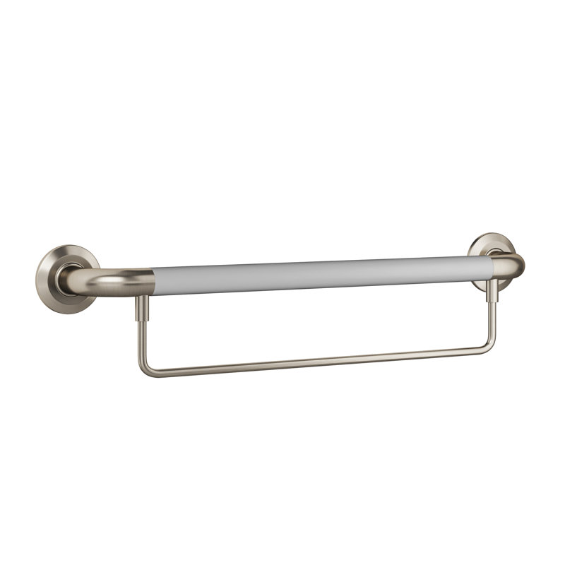 ErgoSafetyBar 24 po ergonomique Soft Grip 32 mm de diamètre, conforme à l'ADA, capacité de poids de 500 lb, Nickel brossé