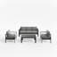 Ensemble de conversation 4 pièces pour patio moderne en aluminium 4 pièces, canapé d'extérieur 5 places avec coussins épais gris foncé et structure grise et table basse-1924879652-1924879649