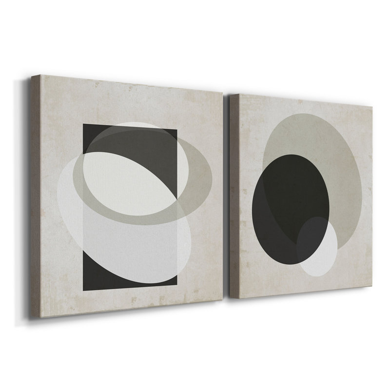 Moderniste Neutre III, ensemble de 2 reproductions d'art sur toile encadrées, H 16 po x l 32 po x P 1 po