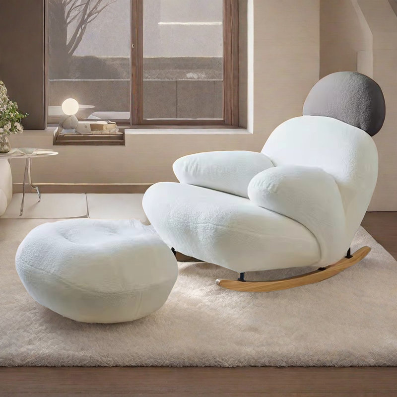Chaise berçante décontractée, Gris / Blanc cassé