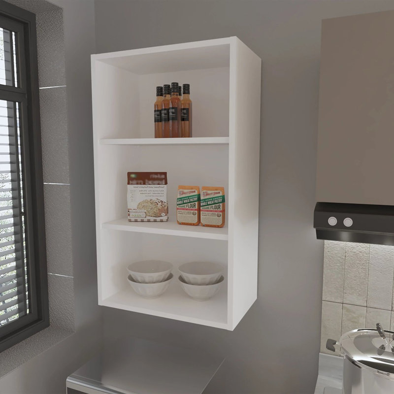 Armoire murale blanche avec rangement ouvert, Blanc