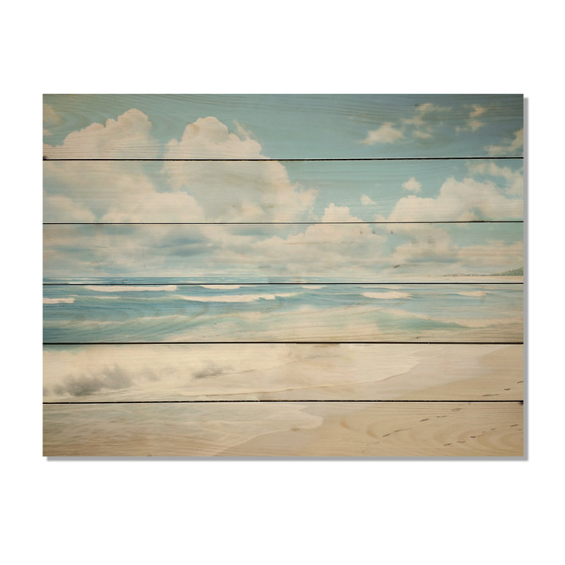 Paysage de plage minimaliste III sur bois, H 30 po x l 40 po x P 0,78 po