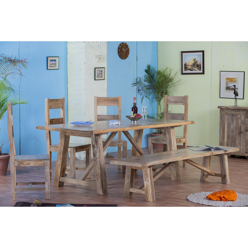 Union Rustic Amesbury Mango Solid Wood Trestle Dining Table | Wayfair.co.uk