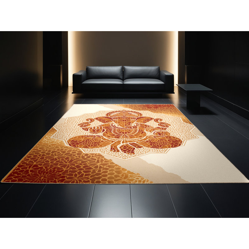 Tapis moelleux moelleux d'inspiration mondiale Suydam - reliure beige, 8 x 10