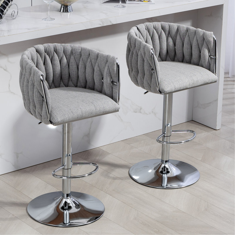 Stylish Adjustable Swivel Bar Stools Set Of 2, Ideal For Kitchen Island, Cafe, Pub And More.