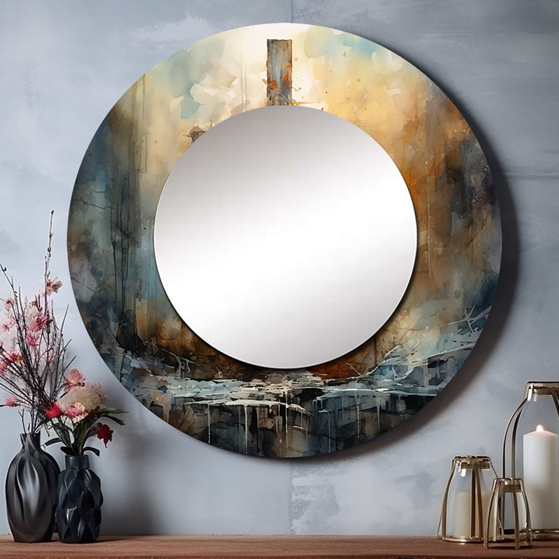 Samyha - Spiritual Round Mirror Wall Decor, 29" x 29"