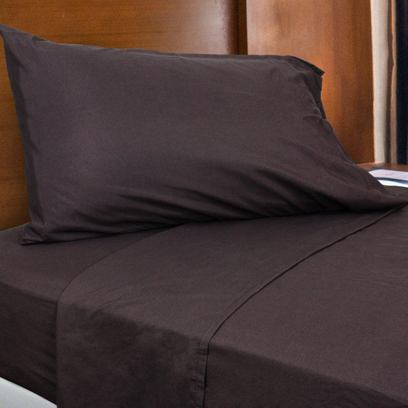 Microfiber Sheet Set, Full/Double Sheet Set + Fitted Sheet + 2Pillowcase, Chocolate