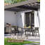 Table de salle à manger d'extérieur rectangulaire en aluminium de 170 cm (67 po) avec plateau en HDPS imitation bois et trou pour parasol-1105740560