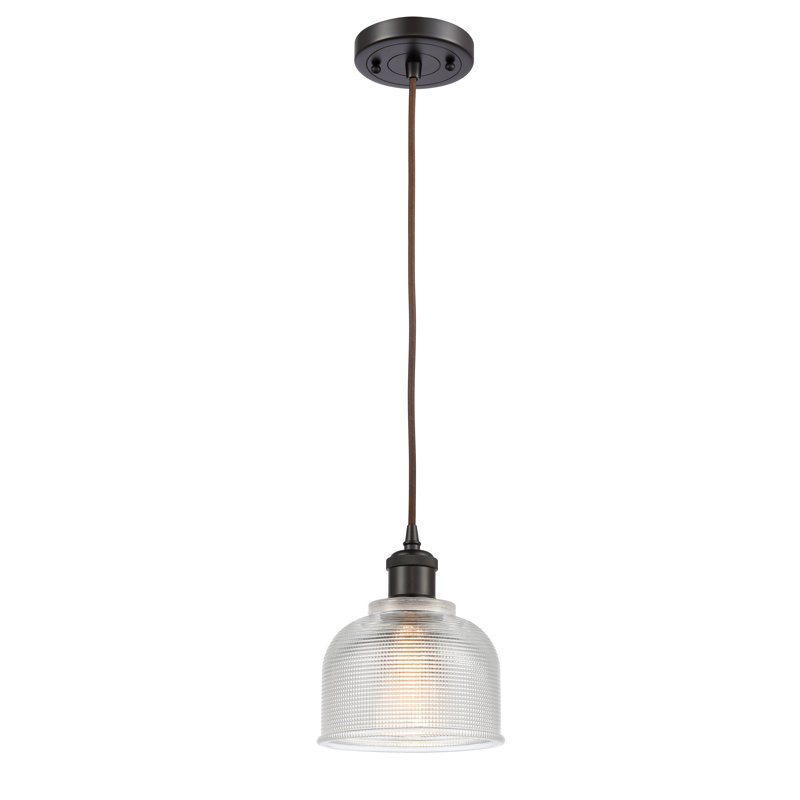 Luminaire suspendu à 1 lumière Shawnee, Transparent, Bronze huilé, Ampoule non incluse