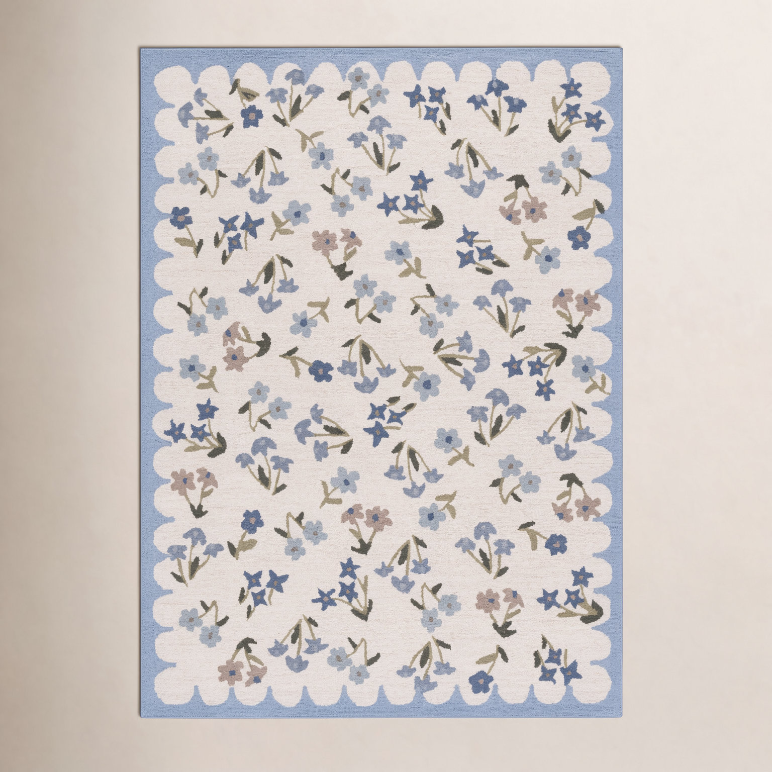 Hand-Tufted Wool Floral Outdoor Rug, Rectangle 9' x 12'