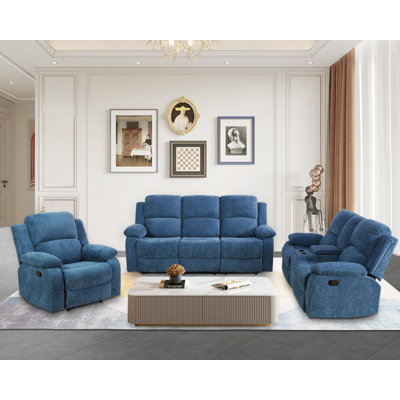 3-Piece Manual Reclining Living Room Sofa Set