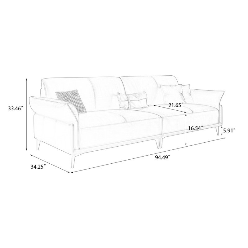Coussin modulaire en cuir véritable, Café, H 33,46 po x l 94,49 po x P 34,25 po