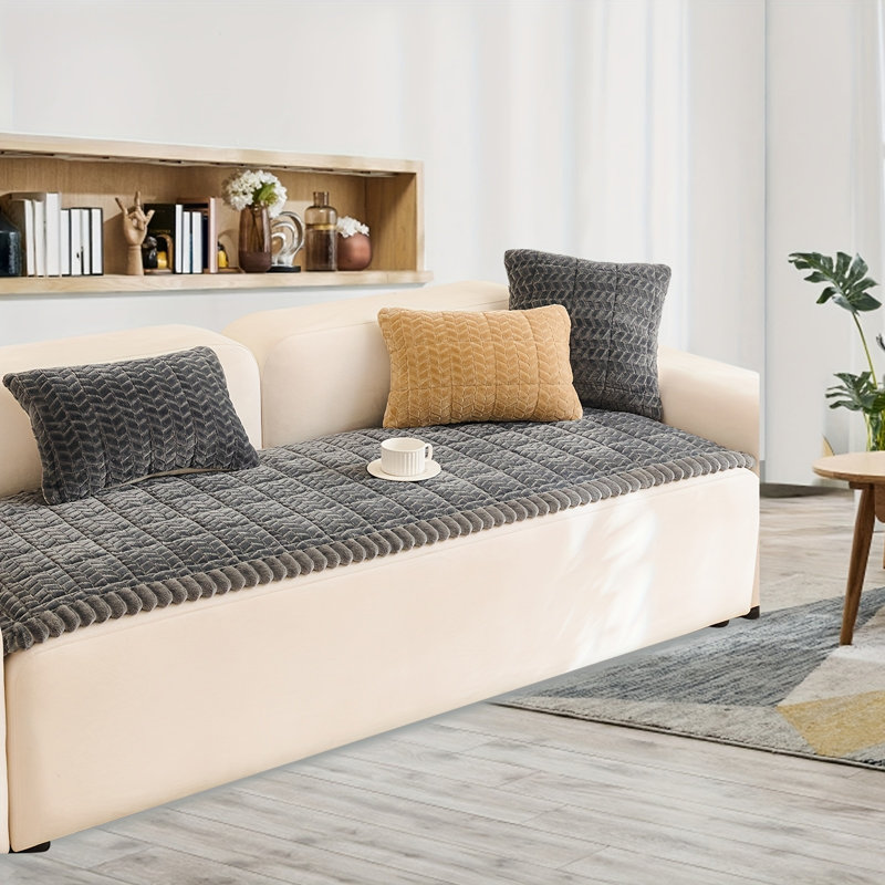 Coussin de canapé en velours côtelé doux, Gris, H 59,06 po x l 28 po
