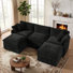 George 103" Modern 5 Seat Upholstered Chenille U Shaped Sectional Sofa with Storage Seats