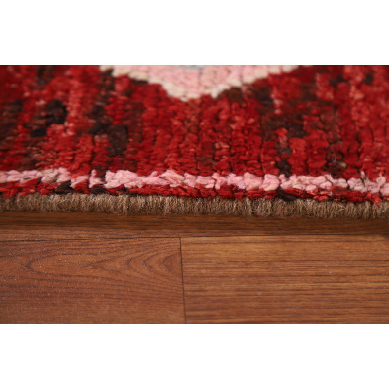 Tapis rouge rouge de style oriental marocain noué à la main 3 x 10