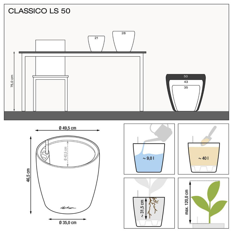 Classico Pot Planter, Cream White