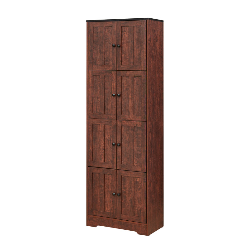 Grande armoire de rangement avec 8 portes et 4 tablettes, armoire de rangement murale pour salon, cuisine, bureau, chambre à coucher, salle de bain