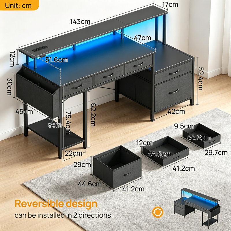 Metal Base Computer Desk, Black