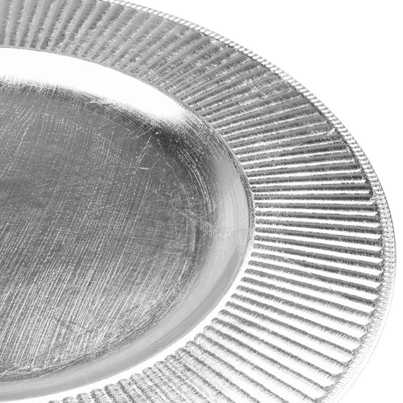 Silver Round Porcelain Charger Plates Set of 4