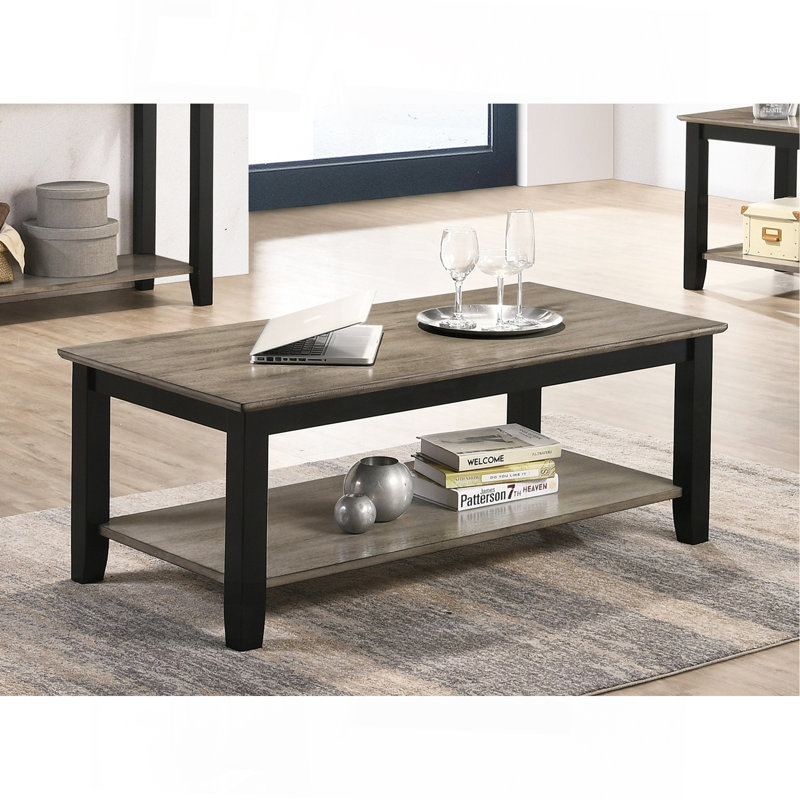 Table basse avec tablette ouverte en brun foncé