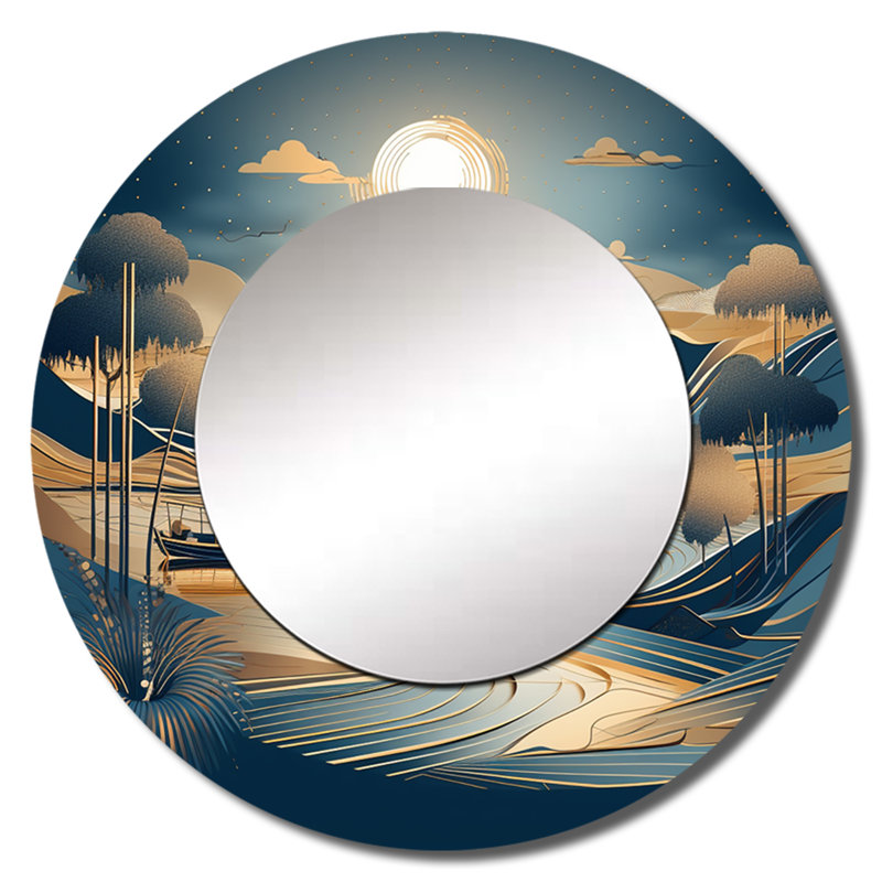Miroir mural décoratif doré Pincas, 29 po x 29 po