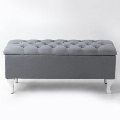 Velvet Upholstered Bench with Flip Top