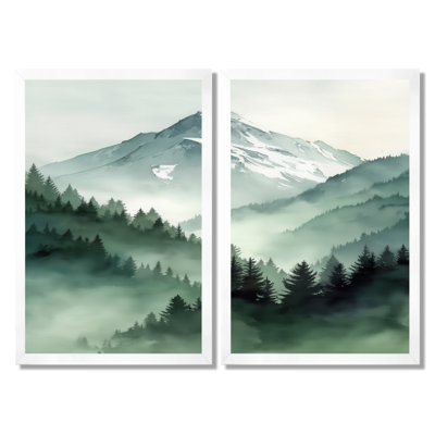 «Morocco Morning Mist Berber Mountains - Mountains Snow», impressions encadrées, paysage vert, art mural sur toile 2 pièces