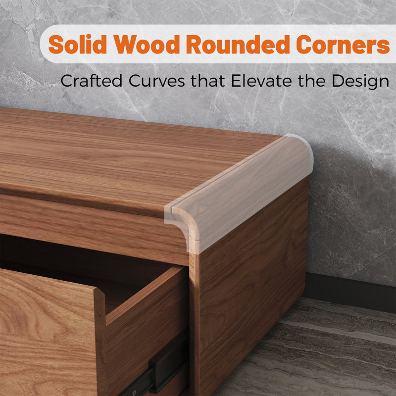 Modern Walnut TV Stand With 3 Drawers For Stylish Living Room Storage