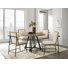 Tate Oak Finish 47" Round Dining Table Set With Cream Color Upholstered Chairs