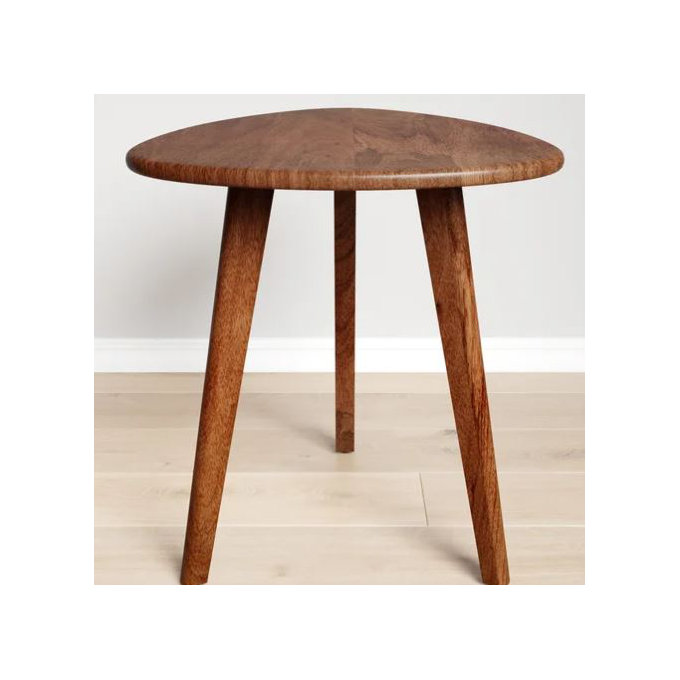 Azori 18" Solid Wood 3-Leg End Table with Triangular Top - Walnut