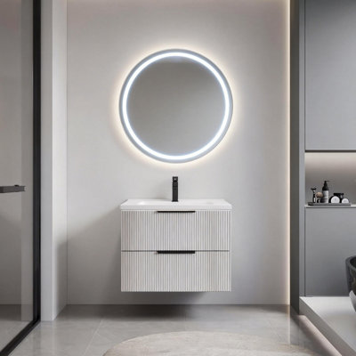 24" Wall Mounted Single Bathroom Vanity Set with Sink Top, Floating Cabinet with Soft-Close Drawers, Grey