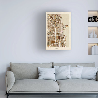 Art mural sur toile tendue - «Michael City Street Map» de Michael Tompsett, décoration murale pour le salon, la chambre à coucher ou le bureau - 22 x 32