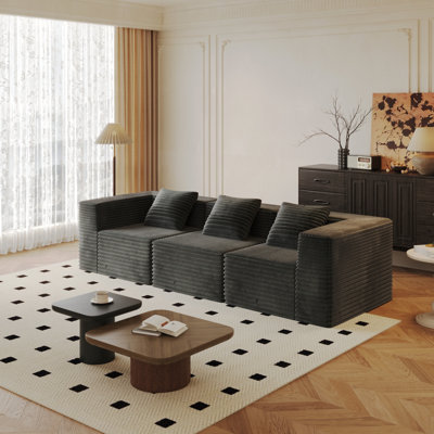 Canapé modulaire modulaire, canapé désossé avec siège profond, mousse à mémoire de forme à haute densité, canapé à compression pour le salon, aucun assemblage requis, gris (siège 3 *)