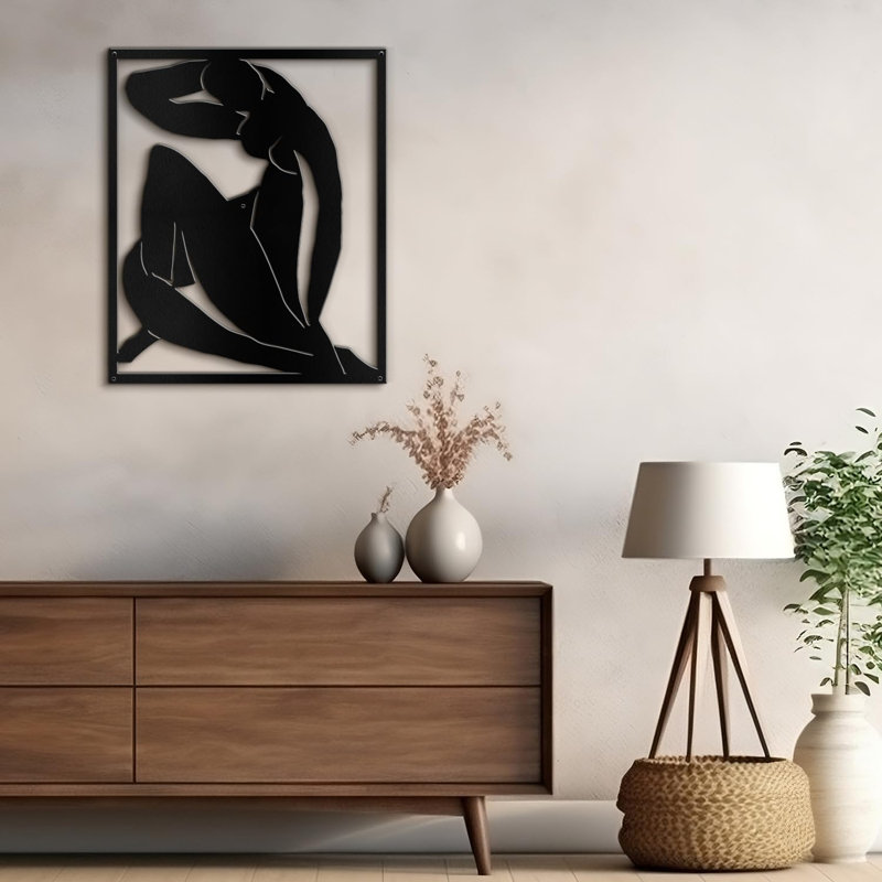 Décoration murale en métal Matisse, Noir, H 24 po x l 16 po x P 0,05 po
