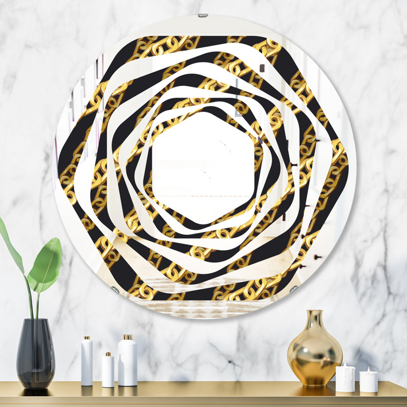 Miroir mural Wave Cottage Americana, 31,5 po x 31,5 po, Chaîne zigzag glam 