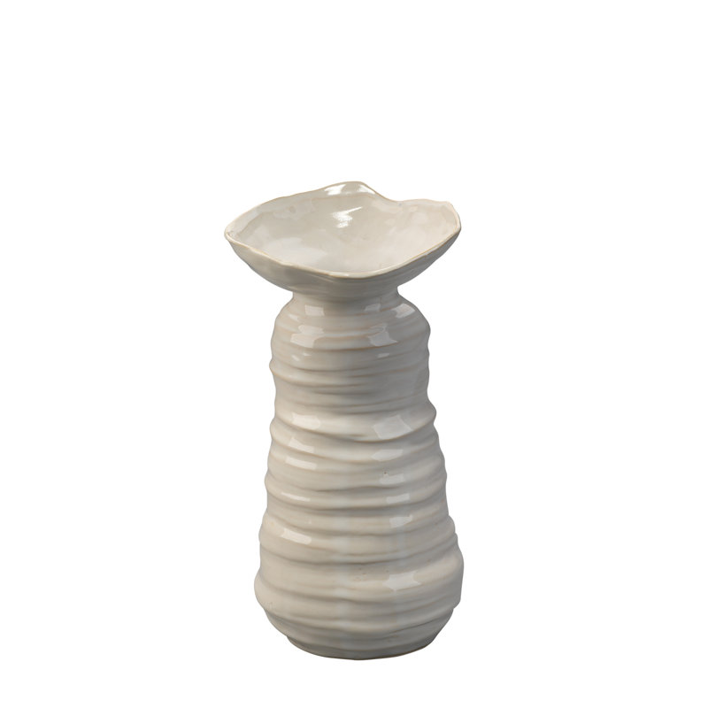 Pearl Cream Ceramic Textured Table Vase