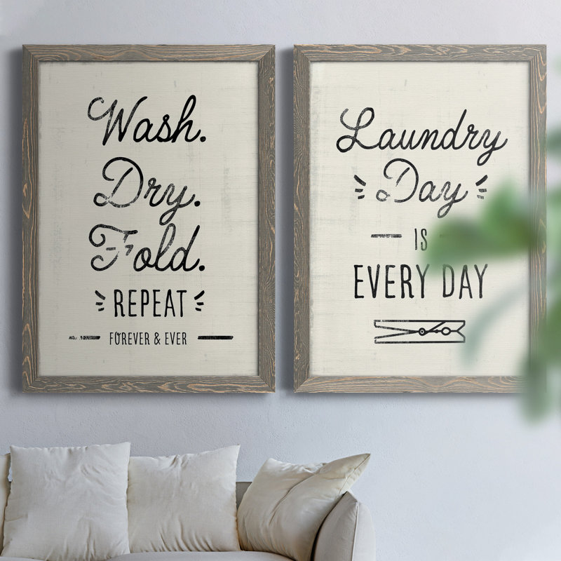 «Laundry Room», reproduction encadrée - Prêt à accrocher, H 37,5 po x l 55 po x P 1,5 po, Toile avec cadre gris, Pas de tapis