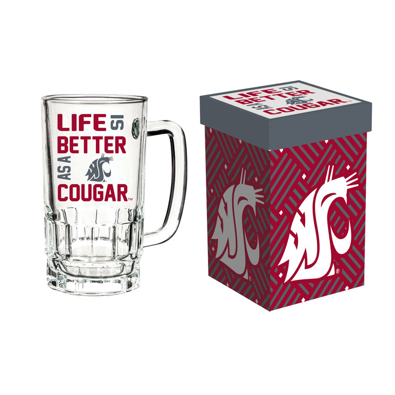 Chope à bière en verre avec boîte-cadeau, Université de l'Alabama, NCAA Washington State