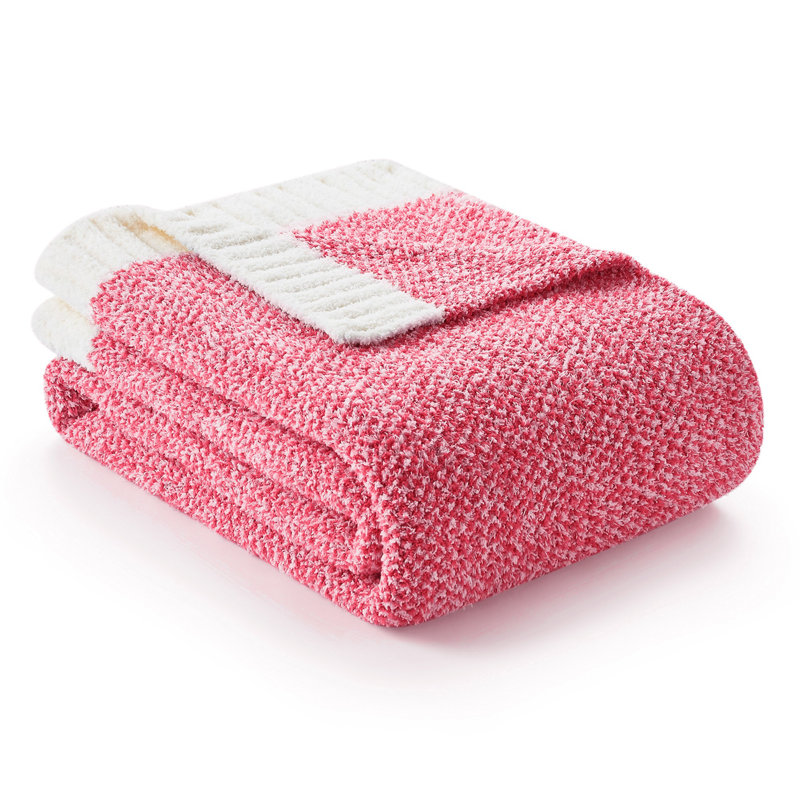  Jeté tricoté réversible Heather Knit, L 70 po x l 50 po, Noir