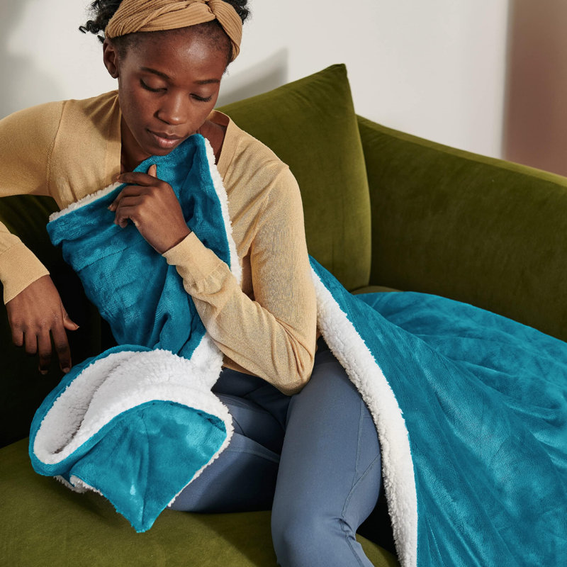 Bedsure Soft Sherpa Fleece Throw Blanket, Turquoise, 220cm x 240cm