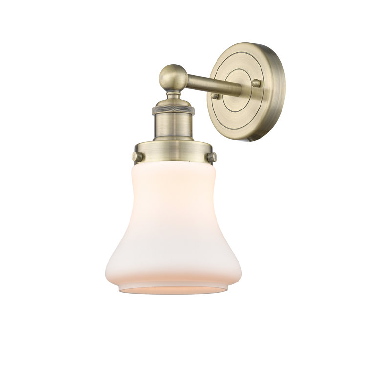 Chickasha Armed Sconce, Matte White, Antique Brass