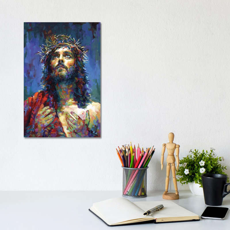 «Jesus Christ» par Leon Devenice - impression d'art graphique, H 12 po x l 8 po x P 0,75 po, Toile tendue, Pas de tapis