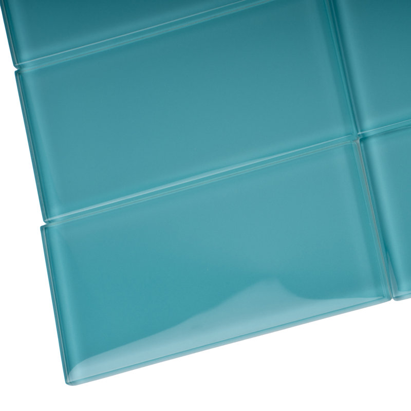 Apollo 6'' x 3'' Glass Subway Wall Tile, Aqua