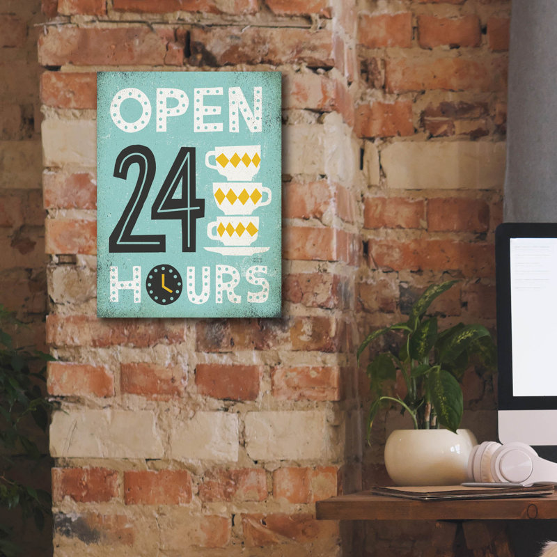 «Retro Diner Open 24 Hours» par Michael Mullan, art mural sur toile, H 16 po x l 12 po x P 0,75 po
