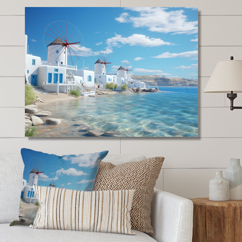 «Grèce Serenity In Mykonos - Grèce», reproduction sur toile encadrée, Toile tendue, H 16 po x l 32 po x P 1 po