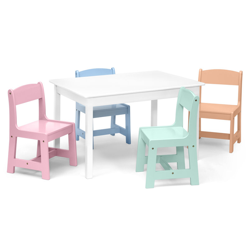 Bianca White Wooden Kids Table with Pastel Chairs Set